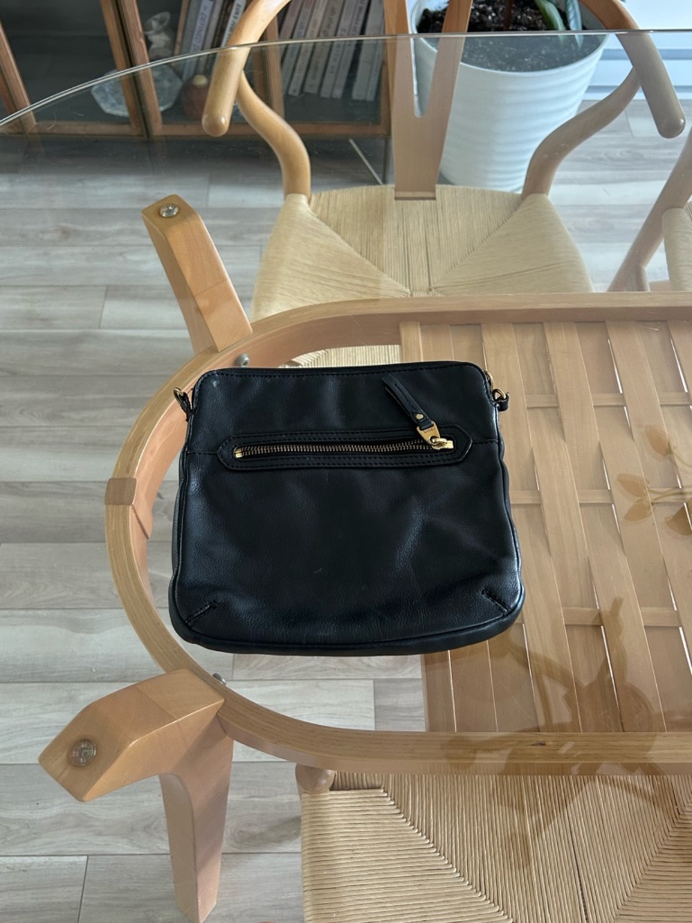 Fossil Leather Crossbody Black Bag